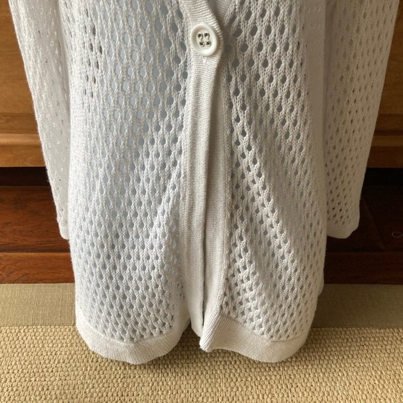 Christopher & Banks White Open Knit Cardigan Sweater. X Large - Picture 3 of 6
